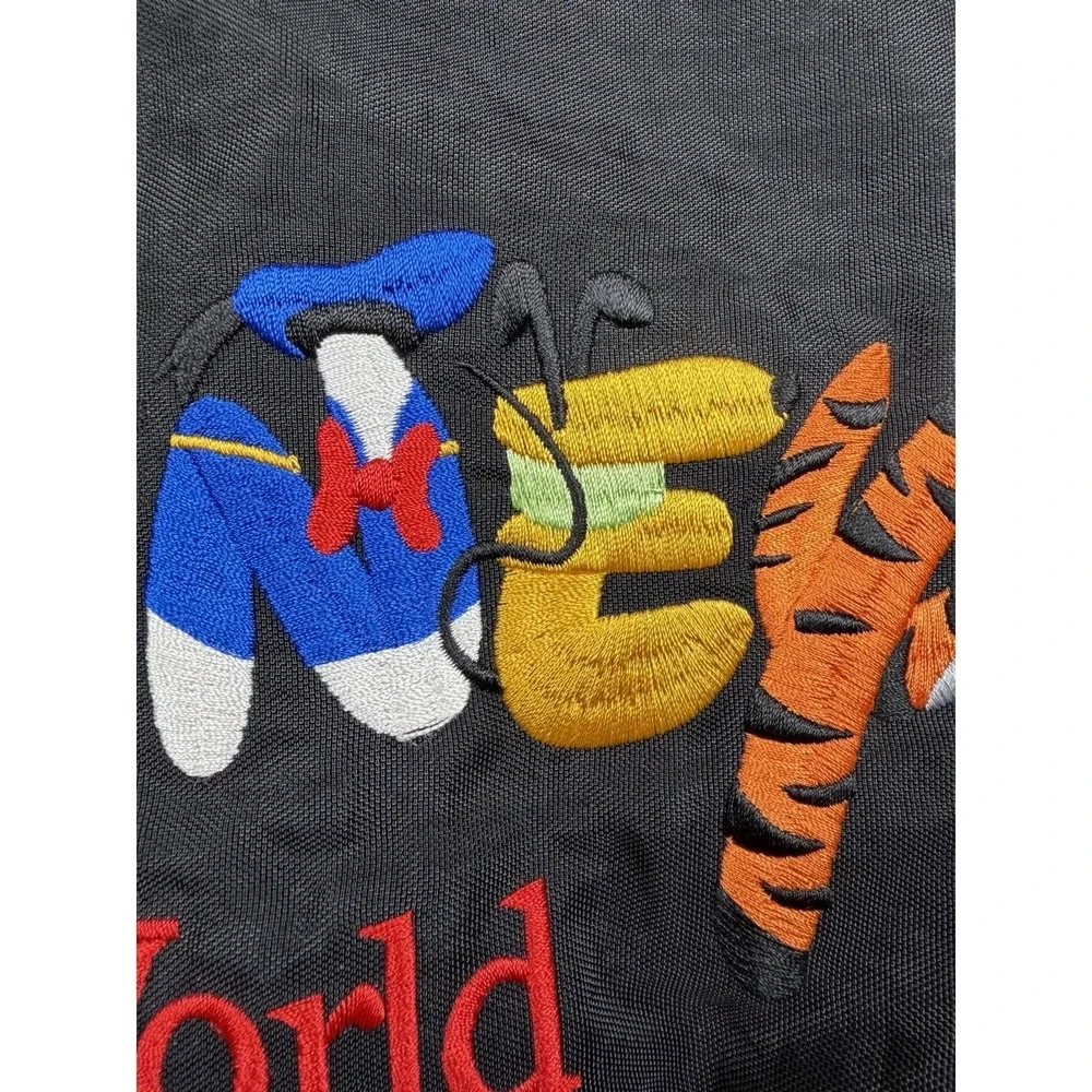 Walt Disney World Tote Bag Mickey Pooh Tigger Embroidered Black Large
